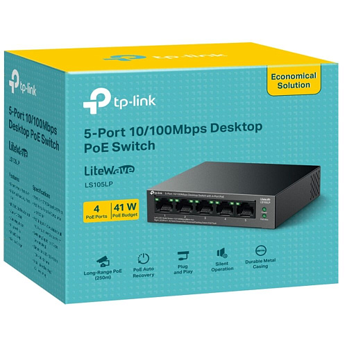 Коммутатор TP-LINK LS105LP неуправляемый 5 портов 10/100Мбит/с PoE