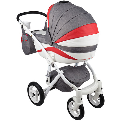 Коляска 3 в 1 Adamex Barletta New (серый+белый+красный B-21/а.к. F-3)