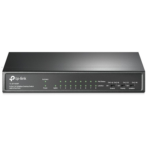 Коммутатор TP-LINK TL-SF1009P неуправляемый 8x10/100Мбит/с PoE+ 1x10/100Мбит/с