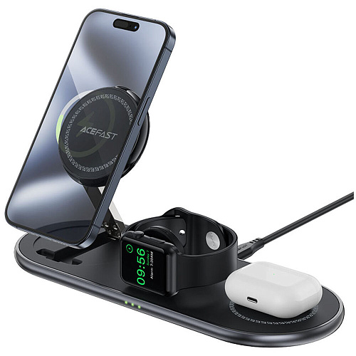 Беспроводная зарядная панель 3 в 1 Для IPhone, Apple Watch, Airpods Acefast E19 22.5W Black