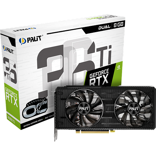 Видеокарта Palit GeForce RTX 3060 Ti 8192Mb, Dual OC 8GB LHR (NE6306TS19P2-190AD) 1xHDMI, 3xDP, Ret УЦЕНКА