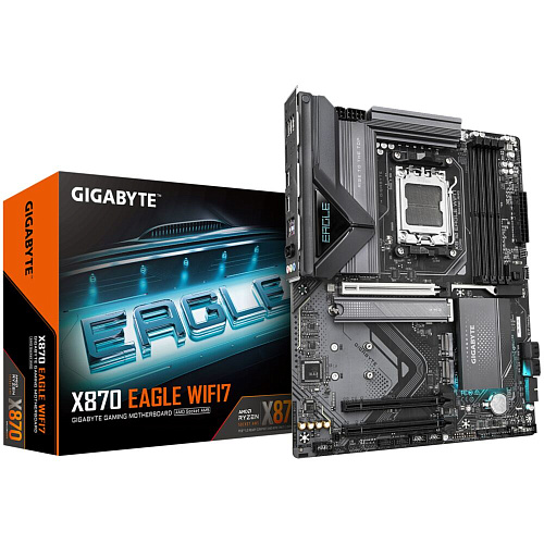 Материнская плата Gigabyte X870 Eagle WiFi7 Socket-AM5 AMD X870 4xDDR5, 4xSATA3, RAID, 3xM.2, 3xPCI-E16x, 4xUSB3.2, 2xUSB3.2 Type C, DP, HDMI, 2.5Glan, WiFi, AT… УЦЕНКА
