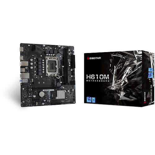 Материнская плата Biostar H610MT-E D5 H610 Socket-1700 2xDDR5, 4xSATA3, 1xM.2, 1xPCI-E16x, 1xUSB3.2, DP, HDMI, Glan, mATX