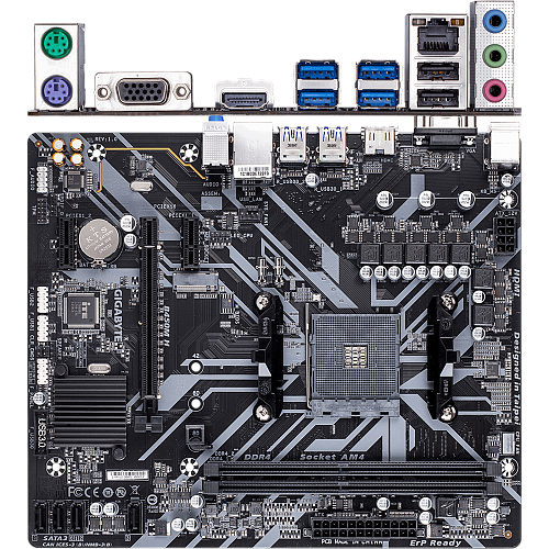 Материнская плата Gigabyte B450M H B450 Socket AM4 2xDDR4, 4xSATA3, RAID, 1xM.2, 2xPCI-E16x, 4xUSB3.1, D-Sub, HDMI, Glan, mATX