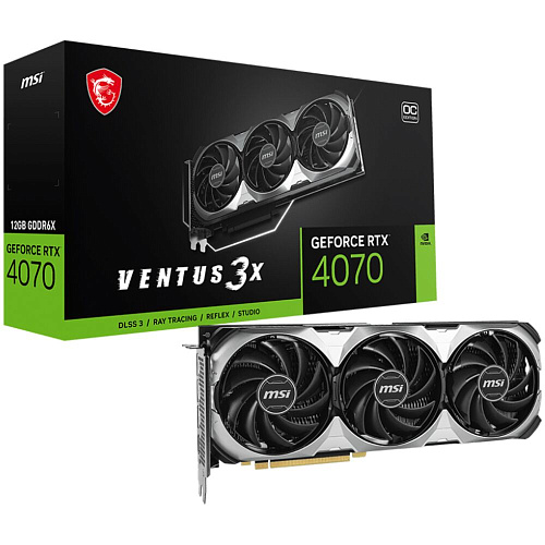 Видеокарта MSI GeForce RTX 4070 12288Mb, Ventus 3X E 12G OC (RTX 4070 Ventus 3X E 12G OC) 1xHDMI, 3xDP, Ret