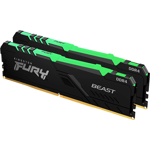 Модуль памяти DIMM 16Gb 2х8Gb DDR4 PC21300 2666MHz Kingston Fury Beast RGB Black (KF426C16BBAK2/16)