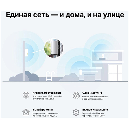 Беспроводной маршрутизатор TP-LINK Whole-Home Mesh Deco X50-OUTDOOR Wi-Fi 6 802.11ax, 3000(574+24021) Мбит/с, 2.4ГГц и 5ГГц, 2xLAN (1-pack)
