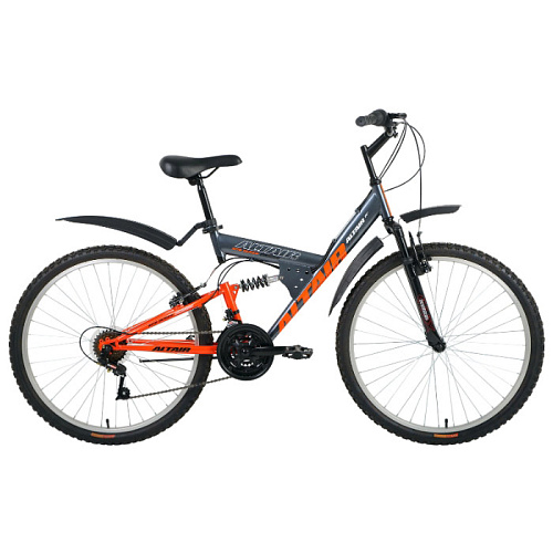 Двухколесный велосипед ALTAIR MTB FS 26 (16"/26" 18 ск.) серый/оранжевый