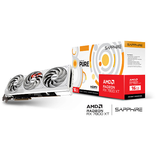 Видеокарта Sapphire AMD Radeon RX 7800 XT Pure Gaming 16G 16384Mb, (11330-03-20G) 2xDP, 2xHDMI, Ret