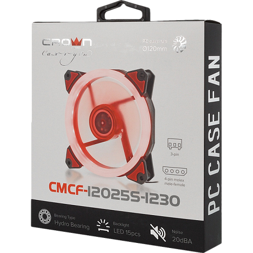 Вентилятор 120x120 Crown (CMCF-12025S-1230) Red Led 1500rpm 