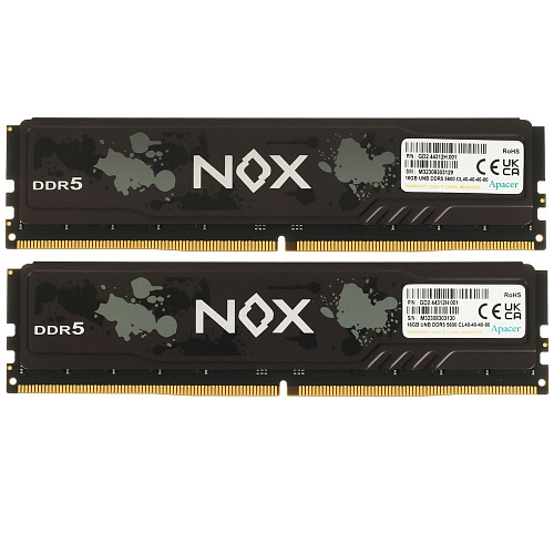 Модуль памяти DIMM 32Gb 2х16Gb DDR5 PC44800 5600MHz Apacer NOX Black Gaming (AH5U32G56C522MBAA-2)