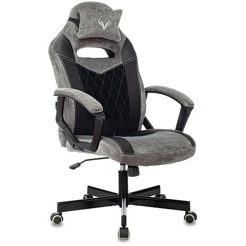Кресло для геймера Zombie VIKING 6 KNIGHT Fabric серый/черный с подголов. крестов. металл