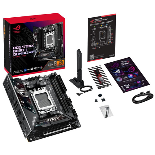 Материнская плата ASUS ROG Strix B850-I Gaming WiFi B850 Socket AM5 2xDDR5, 2xSATA3, RAID, 2xM.2, 1xPCI-E16x, 4xUSB3.2, 2xUSB3.2 Type C, HDMI, Wi-Fi, 2.5Glan, mini-ITX