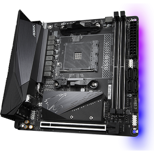Материнская плата Gigabyte B550I AORUS Pro AX Socket-AM4 AMD B550 2xDDR4, 4xSATA3, 2xM.2, 1xPCI-E16x, 5xUSB3.2, 1xUSB3.2 Type C, DP, 2xHDMI, Wi-Fi, Glan, mini-ITX Ret