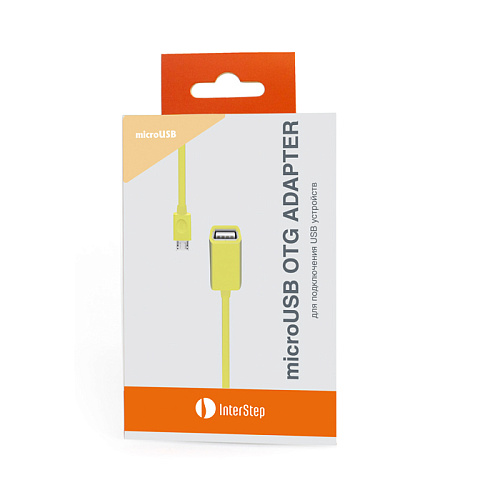 Кабель OTG для мобильных телефонов и планшетов USB2.0 тип А(f)-microB(5P) OTG 0,15м. Interstep желтый
