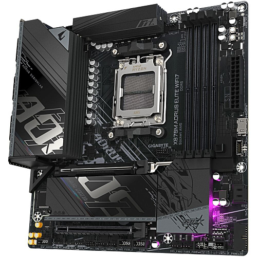 Материнская плата Gigabyte X870M AORUS Elite Wifi7 Socket-AM5 AMD X870 4xDDR5, 2xSATA3, RAID, 2xM.2, 2xPCI-E16x, 6xUSB3.2, 2xUSB3.2 Type C, HDMI, 2.5Glan, mATX Ret