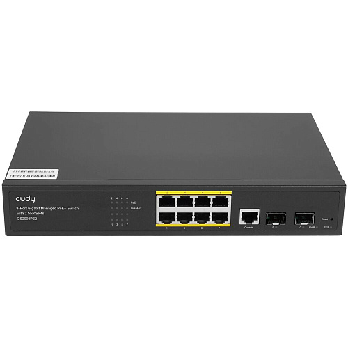 Коммутатор Cudy GS2008PS2 (L2) управляемый 8 портов 10/100/1000Мбит/с, 2SFP 8хPoE+ 120W