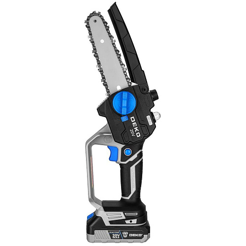 Аккумуляторная пила Deko DKCHS 20V, 6", 20В, 2x2.2Ач, 2 шины и 3 цепи в кейсе 083-2014