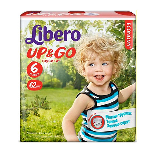 Трусики-подгузники Libero Up&Go гига экстра лардж (6) 13-20 кг, 62 шт.