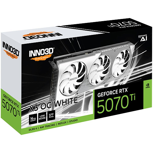Видеокарта Inno3D GeForce RTX 5070 Ti 16384Mb, X3 OC White 16 Gb (N507T3-16D7X-176068W) 1xHDMI, 3xDP, Ret