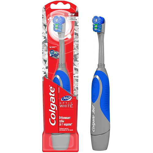 Электрическая зубная щетка Colgate 360° Optic White Powered Toothbrush FCN10039, Синий