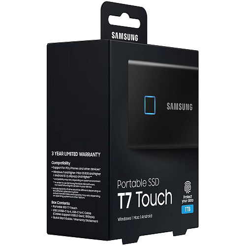 Внешний SSD-накопитель 1Tb Samsung T7 Touch MU-PC1T0K/WW (SSD) USB 3.2 Type C Черный