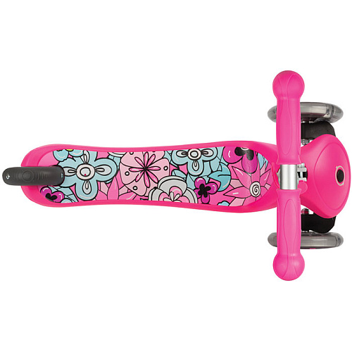 Самокат Globber Primo Fantasy с 3 светящимися колесами (Big Flowers Neon Pink)