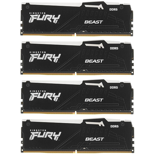 Модуль памяти DIMM 128Gb 4х32Gb DDR5 PC44800 5600MHz Kingston Fury Beast RGB Black (KF556C40BBAK4-128)