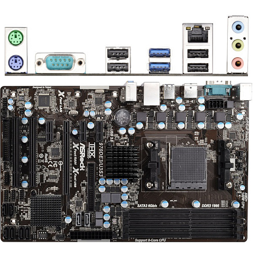 Материнская плата ASRock 970DE3/U3S3 Soc-AM3+ AMD 770 4xDDR3, Raid, 2xUSB 3.0, 2xSATA 6Gb/s, 1xPCI-E 16x, GLAN ATX Ret