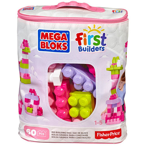 Конструктор Mattel Mega Bloks First Builders из 60 деталей CYP67 для девочек, розовый