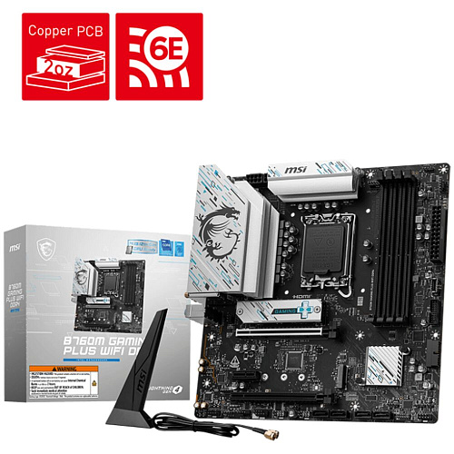 Материнская плата MSI B760M Gaming Plus WiFi DDR4 B760 Socket-1700 4xDDR4, 4xSATA3, RAID, 2xM.2, 2xPCI-E16x, 4xUSB3.2, DP, HDMI, WiFi 2.5Glan, mATX