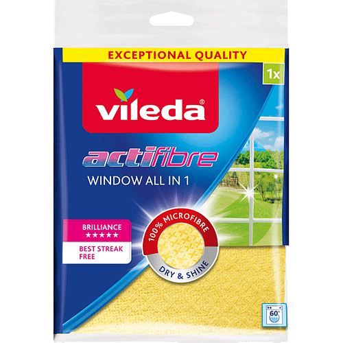 Салфетка Vileda Actifibre для мытья окон, желтый, 1 шт.