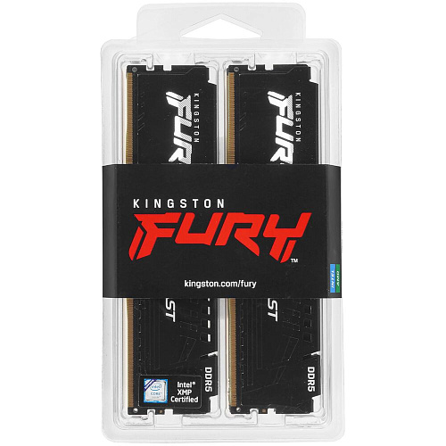 Модуль памяти DIMM 128Gb 4х32Gb DDR5 PC44800 5600MHz Kingston Fury Beast Black (KF556C40BBK4-128)