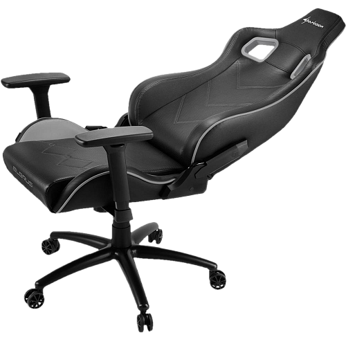 Кресло для геймера Sharkoon Elbrus 2 чёрно-серое (синтетическая кожа, регулируемый угол наклона, механизм качания) распродажа Игромир