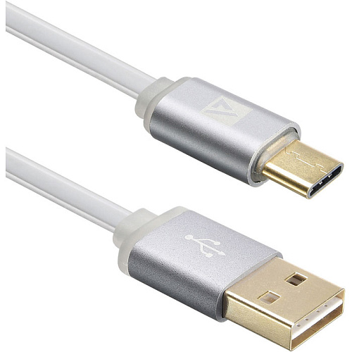 Кабель USB-A - Type C 1m ACD-Smart ACD-U915-C2A LED индикация, серый