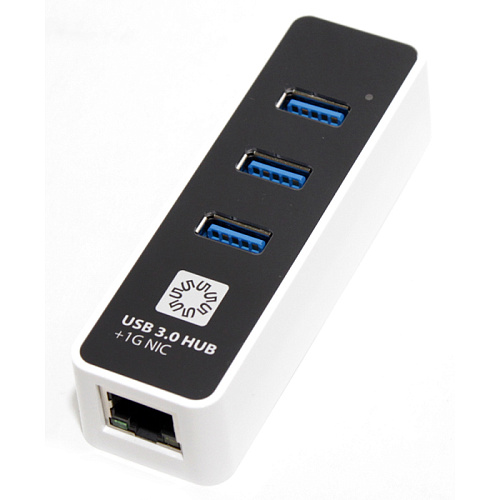3-port USB3.0 Hub 5bites UA3-45-03BK Черный +LAN