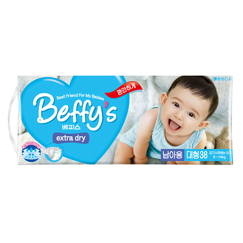 Подгузники Beffy's extra dry для мальчиков L (9-14 кг), 38 шт