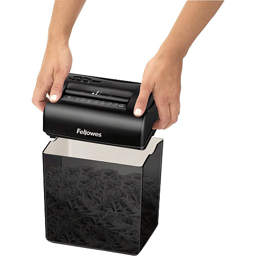 Уничтожитель бумаг Fellowes PowerShred Shredmate CRC-37005 (секр.P-4)/фрагменты/4лист./4.5лтр./скобы/пл.карты