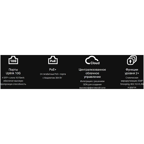 Коммутатор TP-LINK TL-SG3428XMP JetStream уровня 2+,  24x1000BASE-T PoE+, 4x10GbSFP+