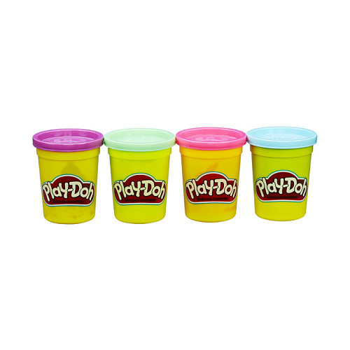 Пластилин Hasbro Play-Doh Набор из 4 баночек (фиолетовый, салатовый, розовый, бирюзовый)