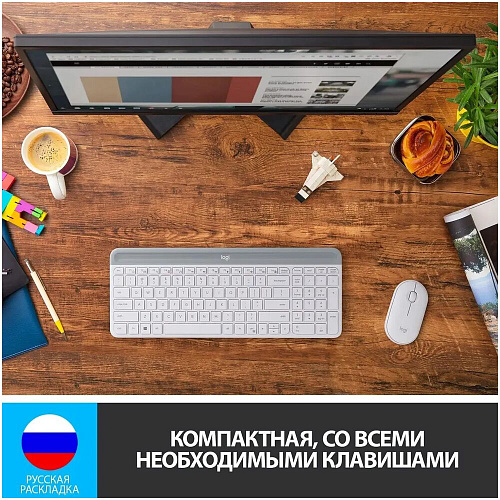 Клавиатура+мышь Logitech Wireless Combo MK470 White