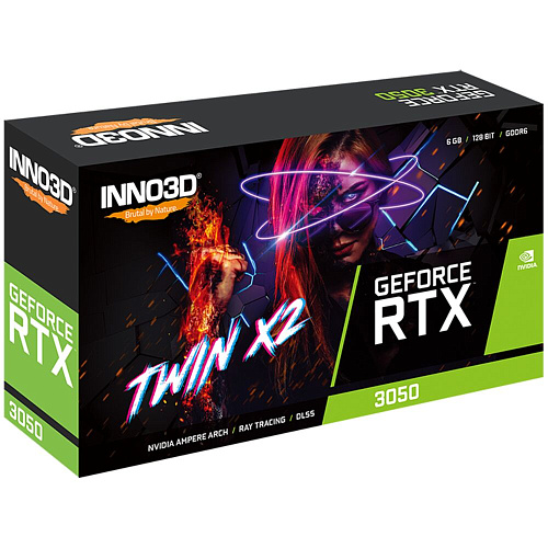 Видеокарта Inno3D GeForce RTX 3050 6144Mb, Twin X2 6Gb (RTX 3050 Twin X2 6G) 1xHDMI, 3xDP, Ret