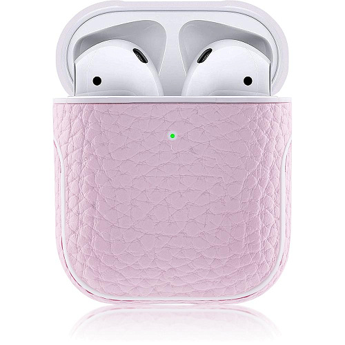 Чехол кожаный Brosco для Apple AirPods 2 розовый