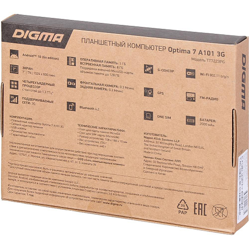 Планшет Digma Optima 7 A101 3G черный