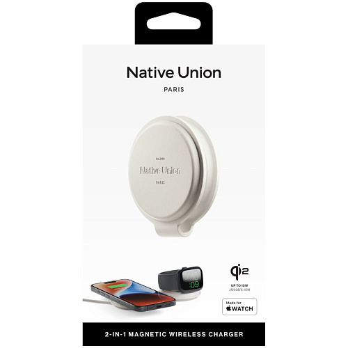 Беспроводная зарядная панель 2 в 1 Native Union Voyage 2-in-1 20W Sandstone