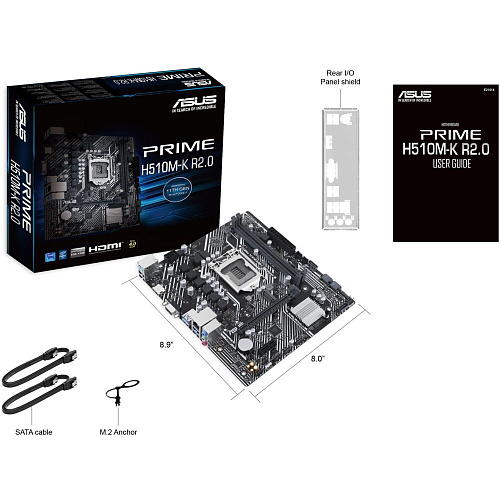 Материнская плата ASUS Prime H510M-K R2.0 H470 Socket-1200 2xDDR4, 4xSATA3, 1xM.2, 1xPCI-E16x, 2xUSB3.2, D-Sub, HDMI, Glan, mATX УЦЕНКА