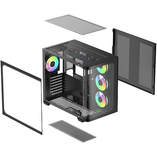 Корпус ATX Miditower Ocypus Iota C70 BK Curve ARGB Digital Black
