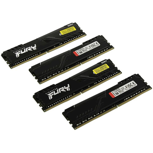 Модуль памяти DIMM 64Gb 4х16Gb DDR4 PC25600 3200MHz Kingston Fury Beast Black (KF432C16BB1K4/64)