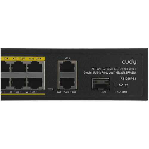 Коммутатор Cudy FS1026PS1 неуправляемый 24 порта 100бит/с PoE 2x1Гбит/с 1хSFP