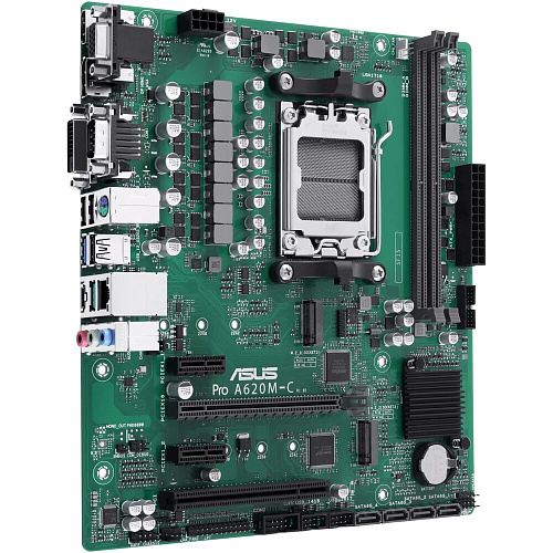 Материнская плата ASUS Pro A620M-C-CSM A620 Socket AM5 2xDDR5, 4xSATA3, RAID, 2xM.2, 1xPCI-E16x,  2xUSB3.2, 1xUSB3.2 Type C, D-Sub, DVI-D, DP, HDMI, Glan, mATX